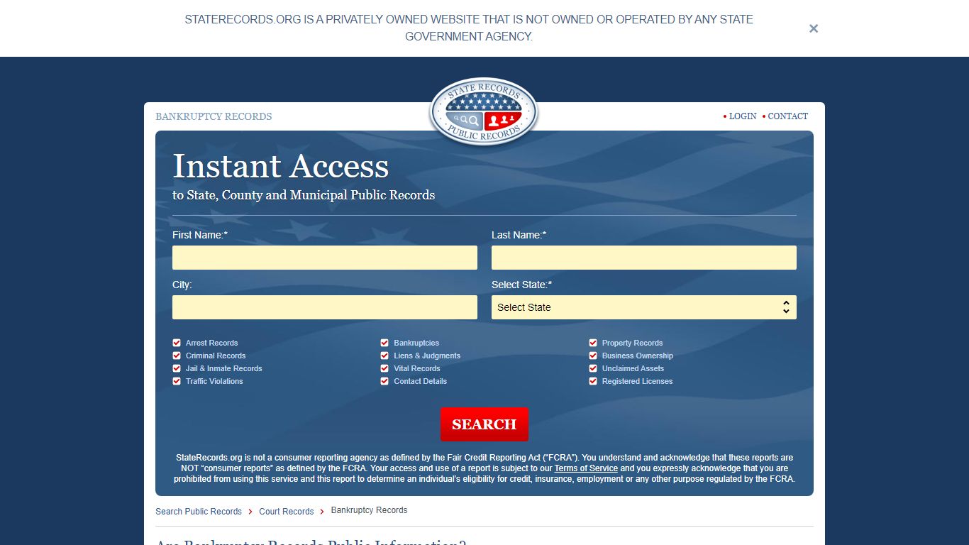 Bankruptcy Records | StateRecords.org